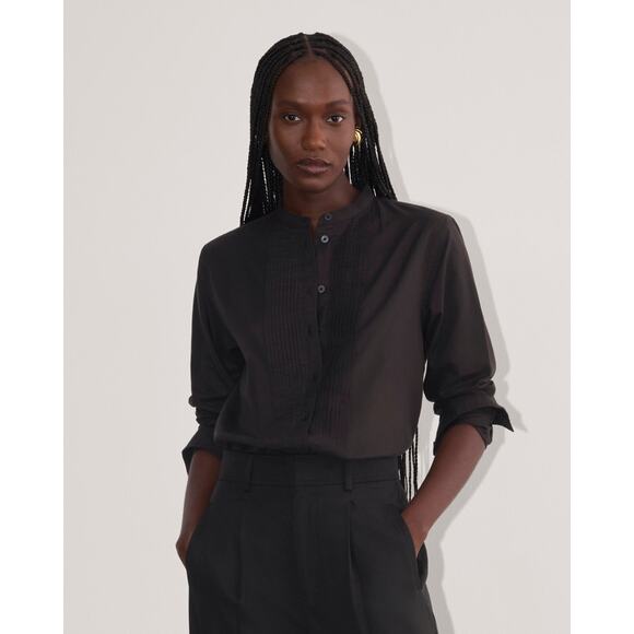NWT Everlane The Tuxedo Shirt in Silky Cotton in Black size 2 - Picture 1 of 7